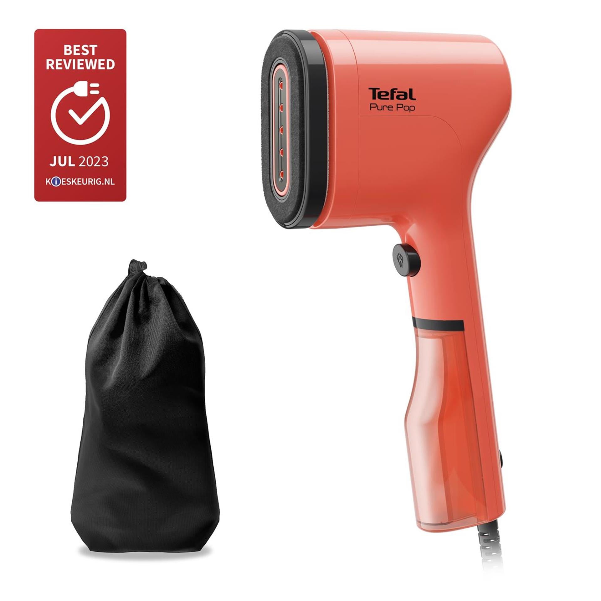 Tefal Pure Pop Handheld Garment Steamer – Coral Red